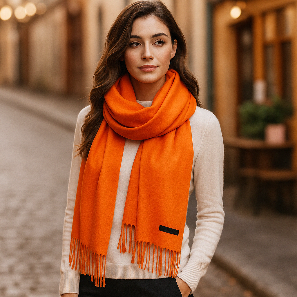 Poncho cachemire orange - Fashion Echappée Poncho cachemire orange - Fashion Echappée