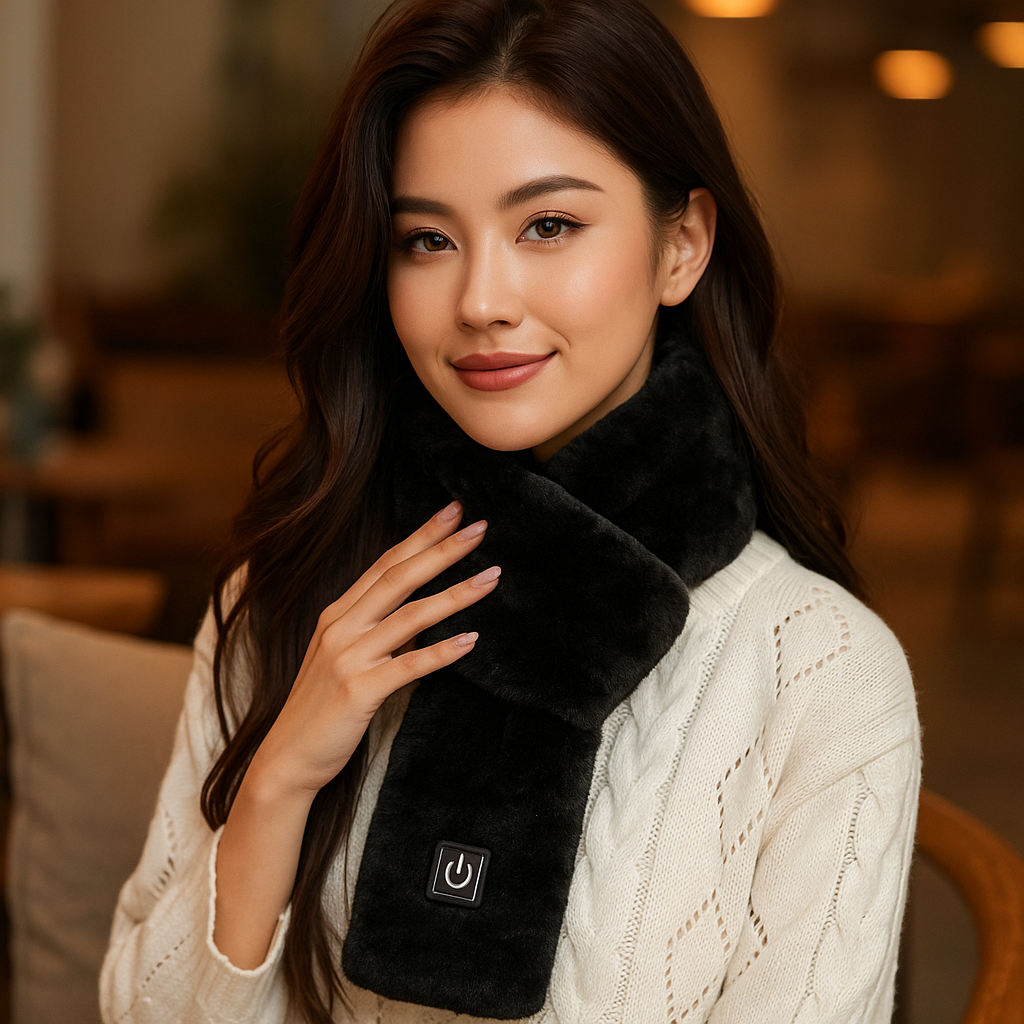 HeatCozy – Écharpe Chauffante Élégante en Fausse Fourrure