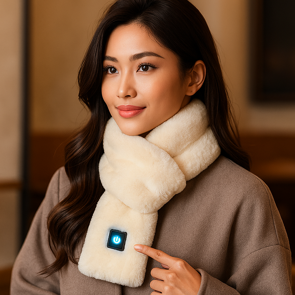 HeatCozy – Écharpe Chauffante Élégante en Fausse Fourrure