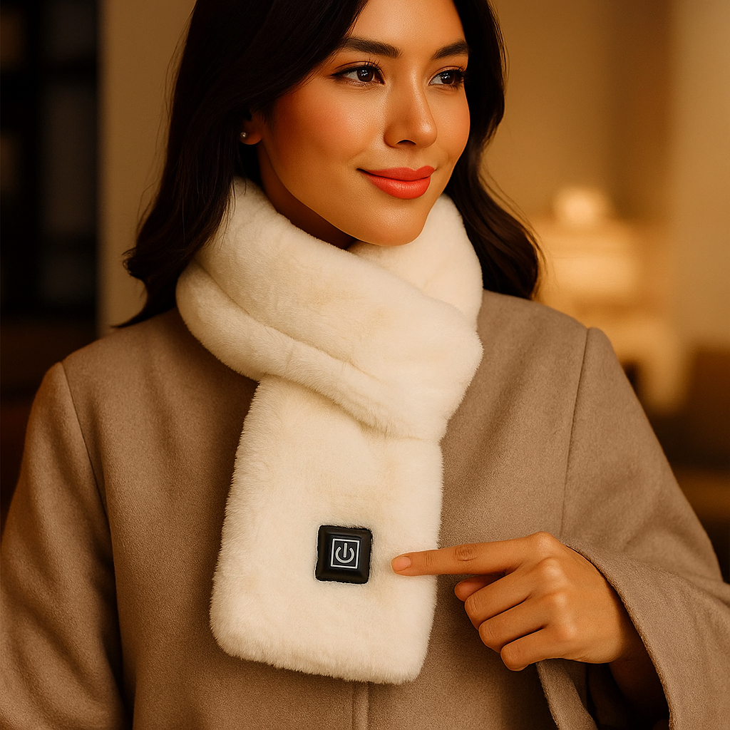 HeatCozy – Écharpe Chauffante Élégante en Fausse Fourrure