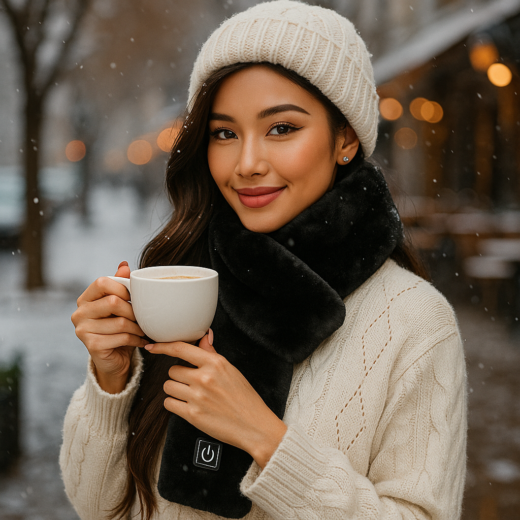 HeatCozy – Écharpe Chauffante Élégante en Fausse Fourrure