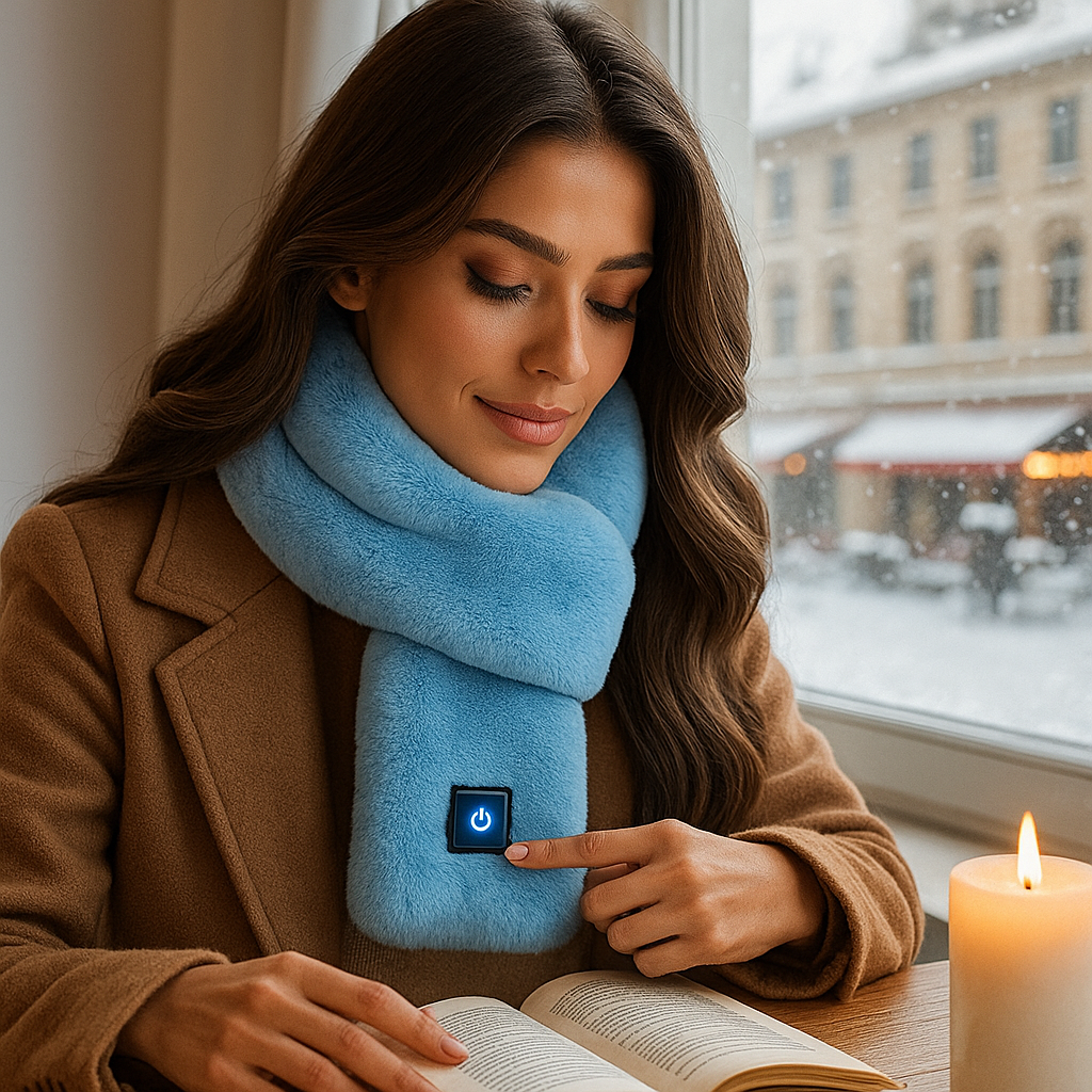 HeatCozy – Écharpe Chauffante Élégante en Fausse Fourrure