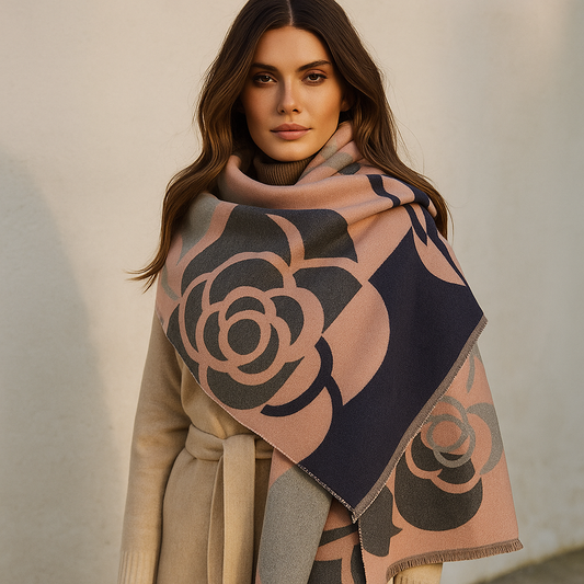 Écharpe Réversible Imprimée Luxe – Style Floral Élégant