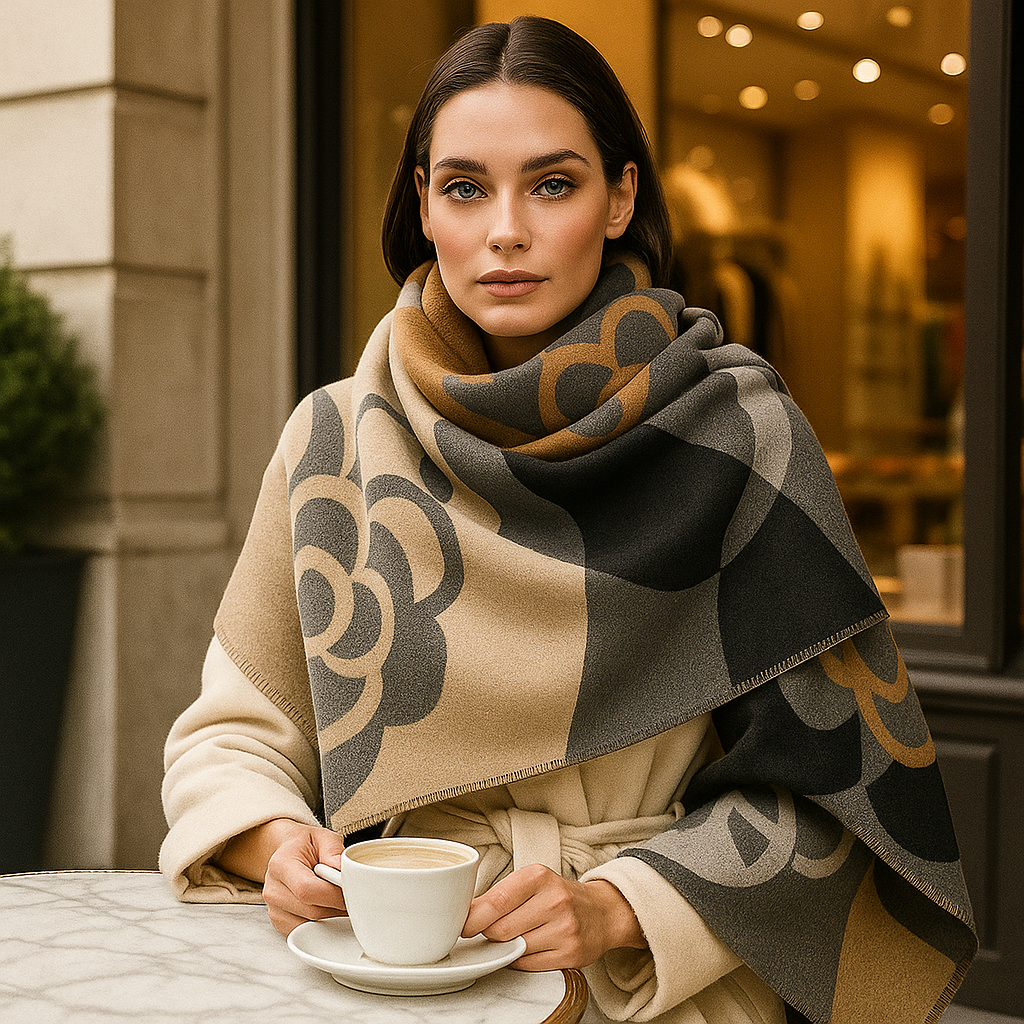 Écharpe Réversible Imprimée Luxe – Style Floral Élégant