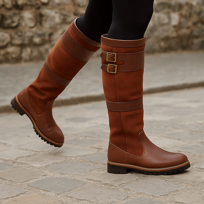 Bottes cavalières femme cuir genou style rétro Brigitte