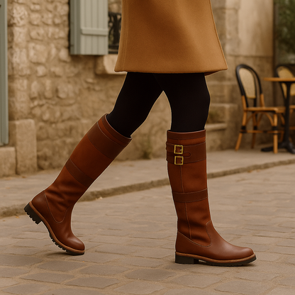 Bottes cavalières femme cuir genou style rétro Brigitte