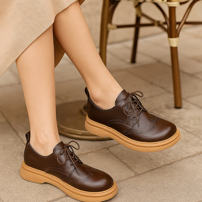 Chaussures Oxford femme cuir synthétique rétro confortables