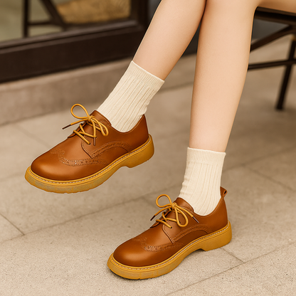 Chaussures Oxford femme cuir synthétique rétro confortables