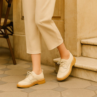 Chaussures Oxford femme cuir synthétique rétro confortables