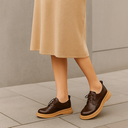 Chaussures Oxford femme cuir synthétique rétro confortables
