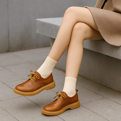 Chaussures Oxford femme cuir synthétique rétro confortables