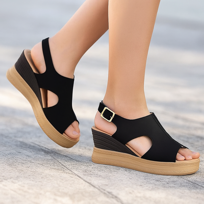 Sandales orthopédiques femme talon compensé soutien ergonomique