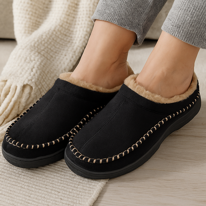 Chaussons homme hiver fourrure slip-on antidérapants