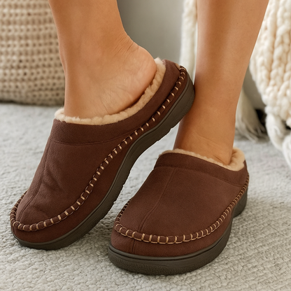 Chaussons homme hiver fourrure slip-on antidérapants