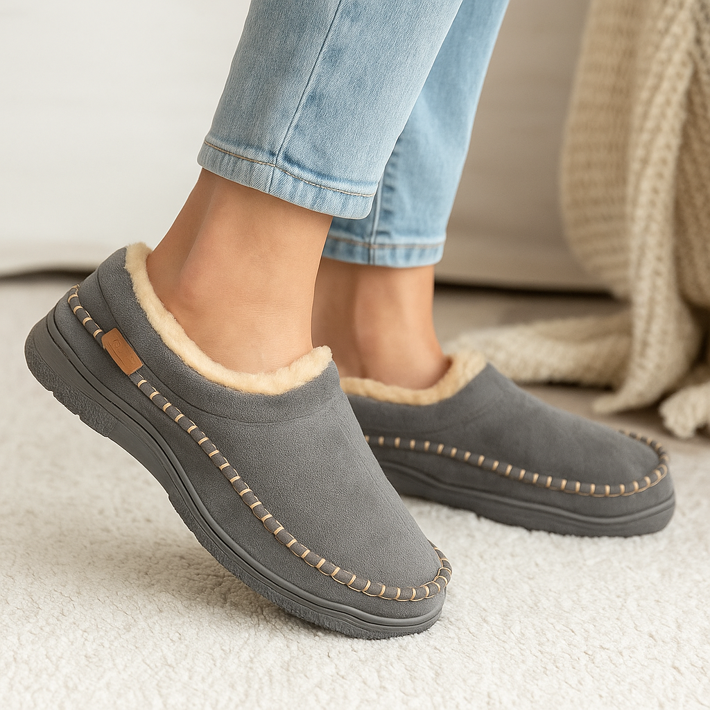 Chaussons homme hiver fourrure slip-on antidérapants