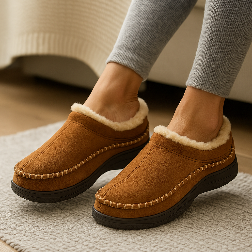 Chaussons homme hiver fourrure slip-on antidérapants
