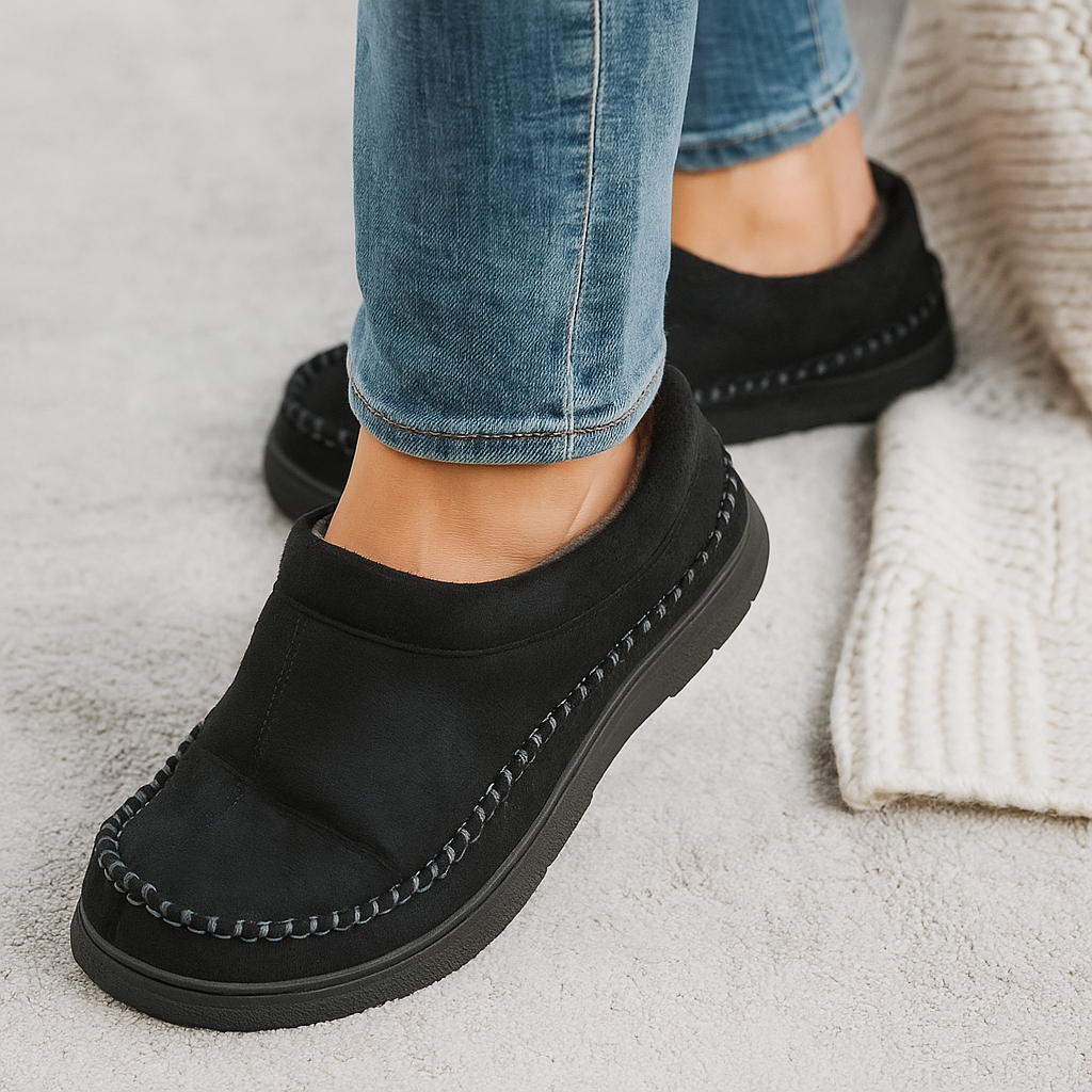 Chaussons homme hiver fourrure slip-on antidérapants