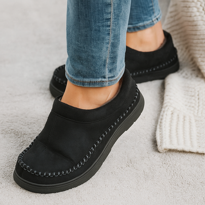 Chaussons homme hiver fourrure slip-on antidérapants