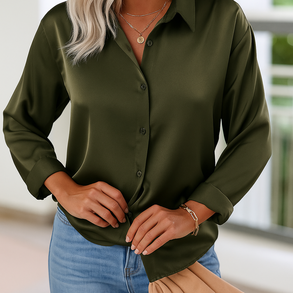 Blouse Satinée Femme Manches Longues Esthere