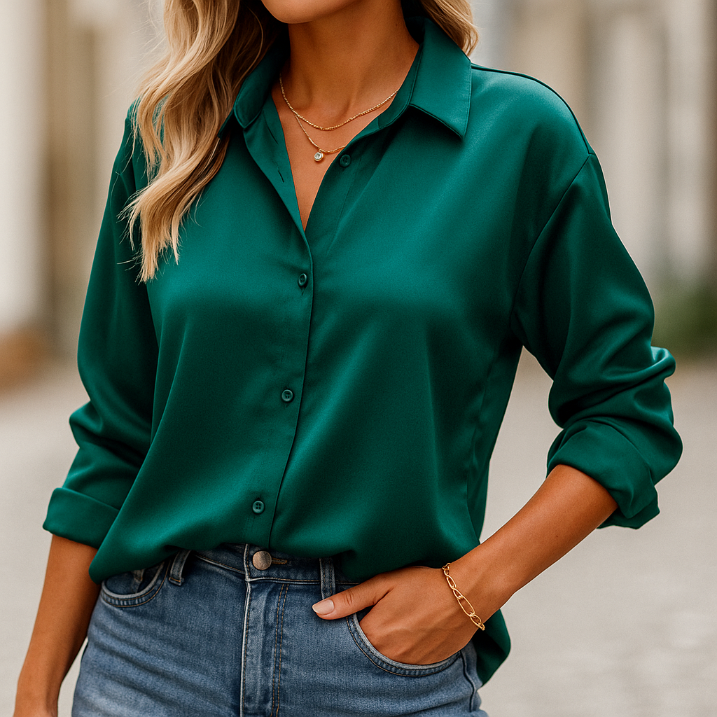 Blouse Satinée Femme Manches Longues Esthere