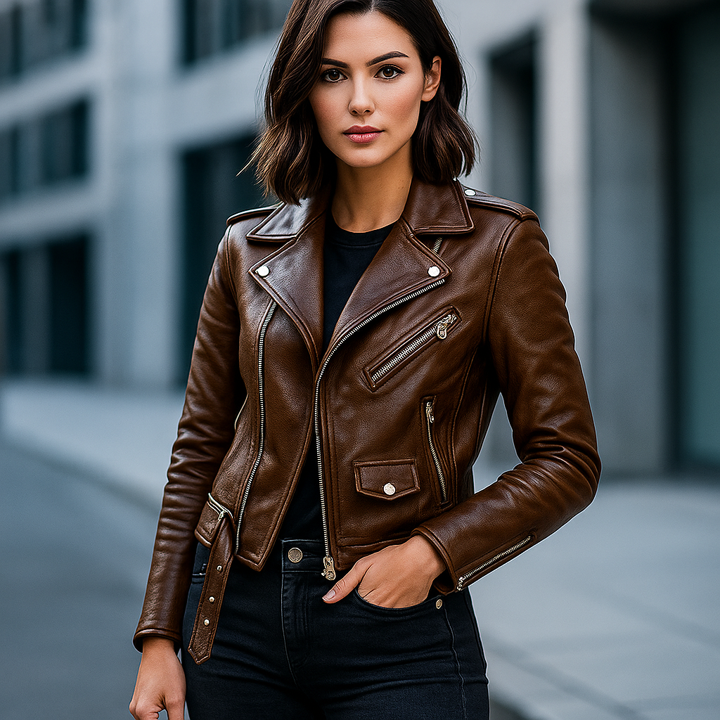 Veste en Cuir Femme Vintage – Élégance et Caractère Assuré