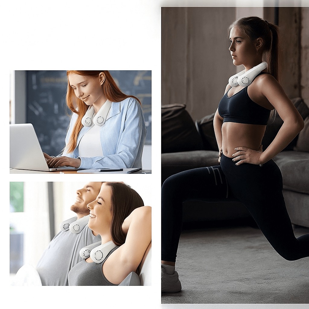 Ventilateur de Cou Sans Fil 360° Portable Silencieux