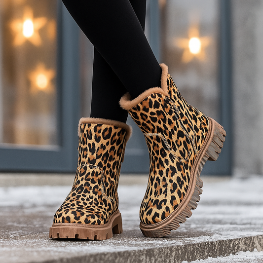 Bottes de Neige Imprimé Léopard Femme - Hiver Confort