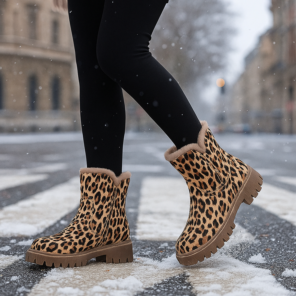 Bottes de Neige Imprimé Léopard Femme - Hiver Confort
