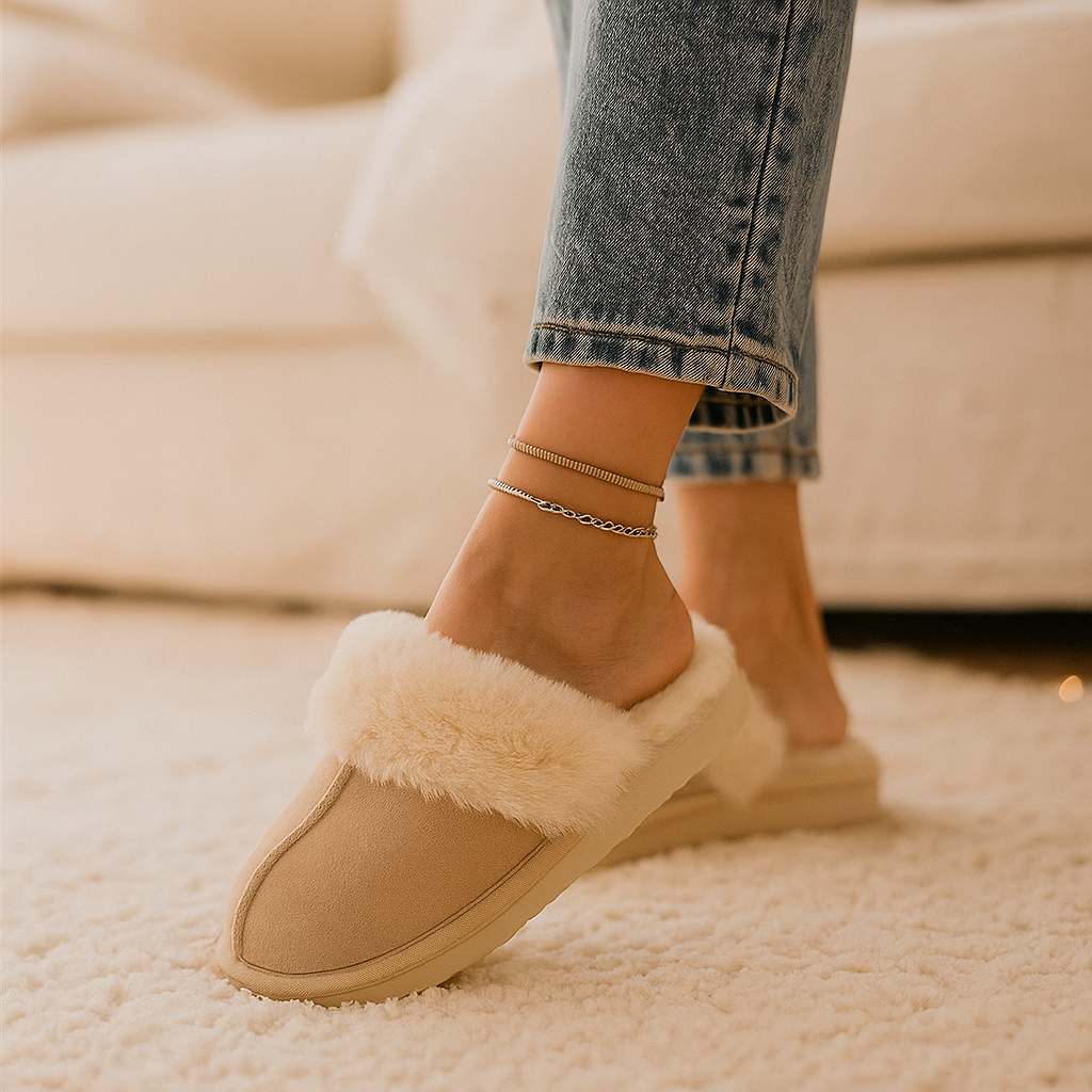 Flauschige beige Hausschuhe – absolute Weichheit und Wärme