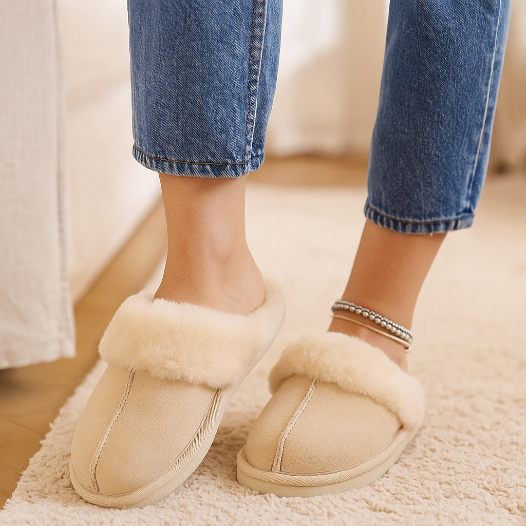 Flauschige beige Hausschuhe – absolute Weichheit und Wärme