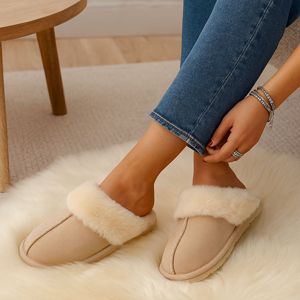 Flauschige beige Hausschuhe – absolute Weichheit und Wärme