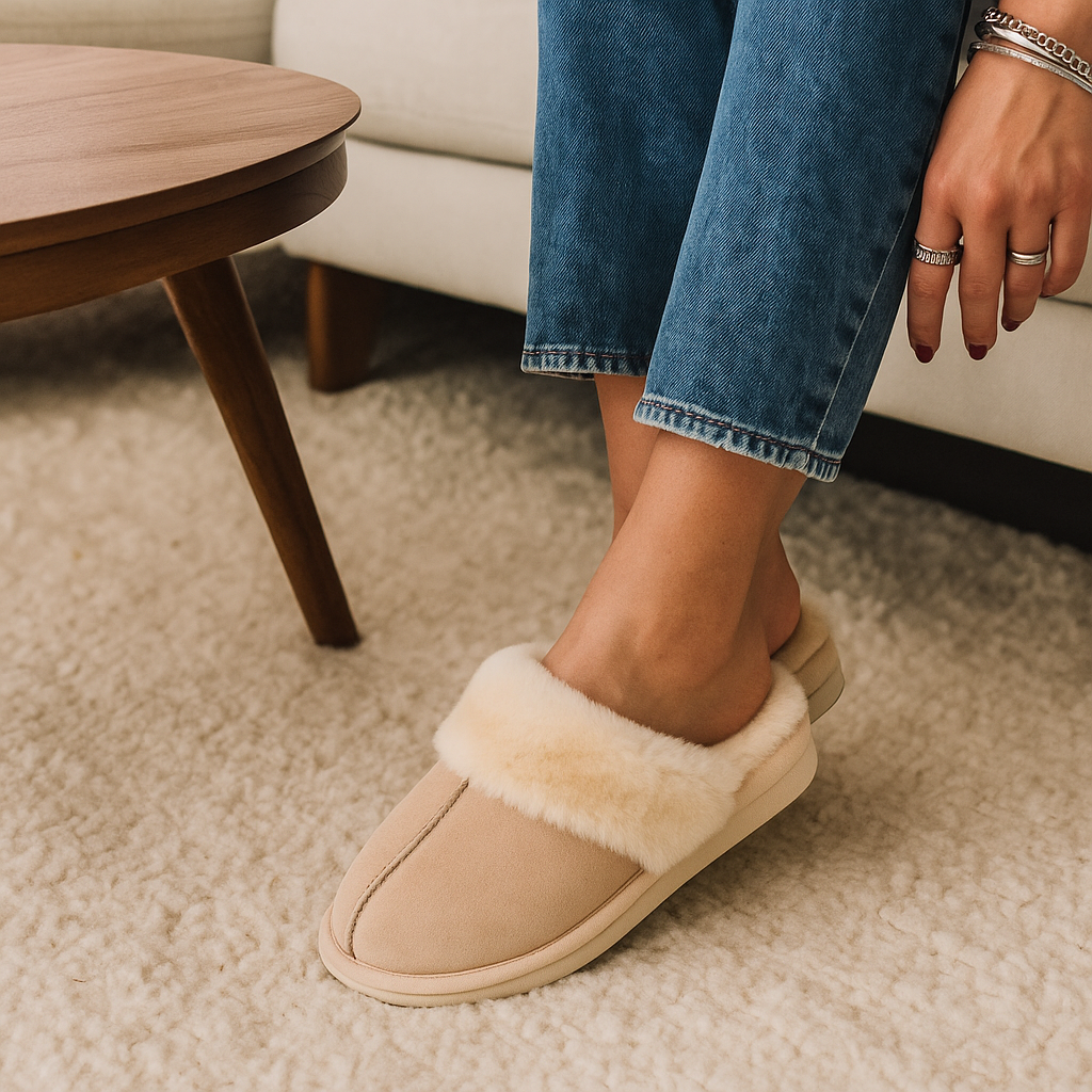Flauschige beige Hausschuhe – absolute Weichheit und Wärme