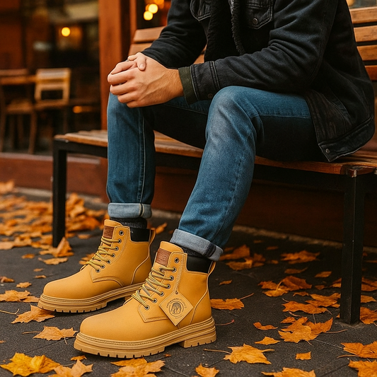 Schnürstiefeletten für Herren mit gepolstertem Kragen