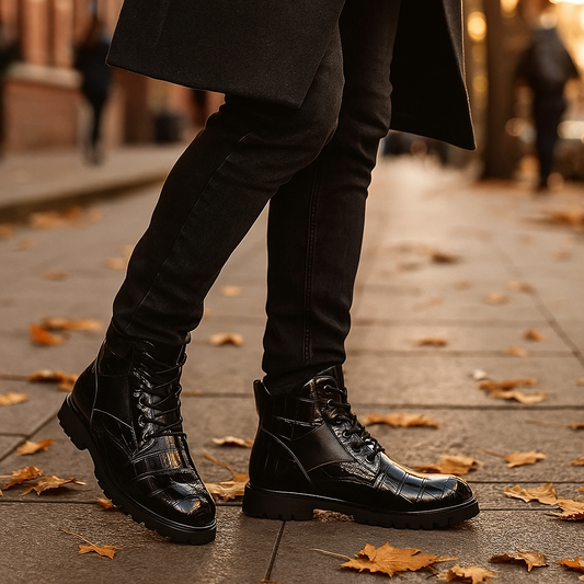 Jamison – Chaussures Militaires pour Hommes avec Embossage Crocodile