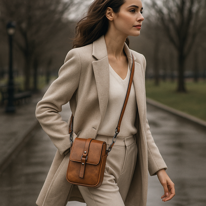 Sac Bandoulière Vintage Cuir Souple Compact Femme
