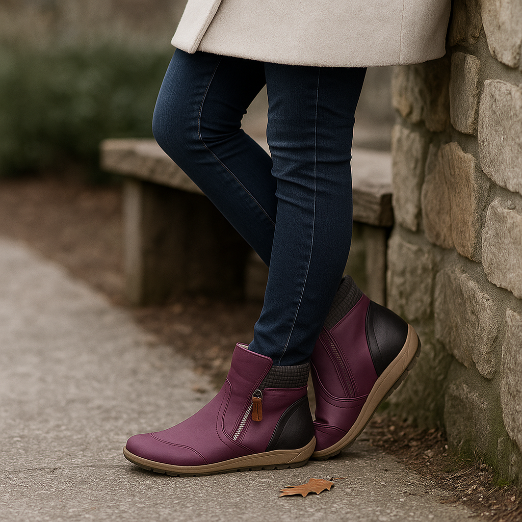 Dámské ortopedické boty z nepromokavé kůže