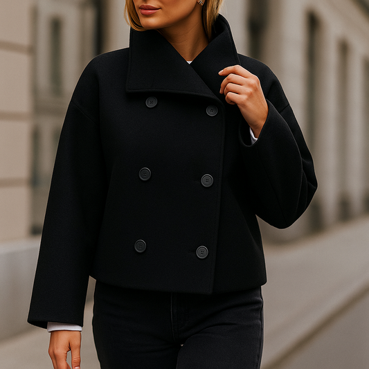 Valery – Elegantní krátká bunda s dvojitým zapínáním na knoflíky