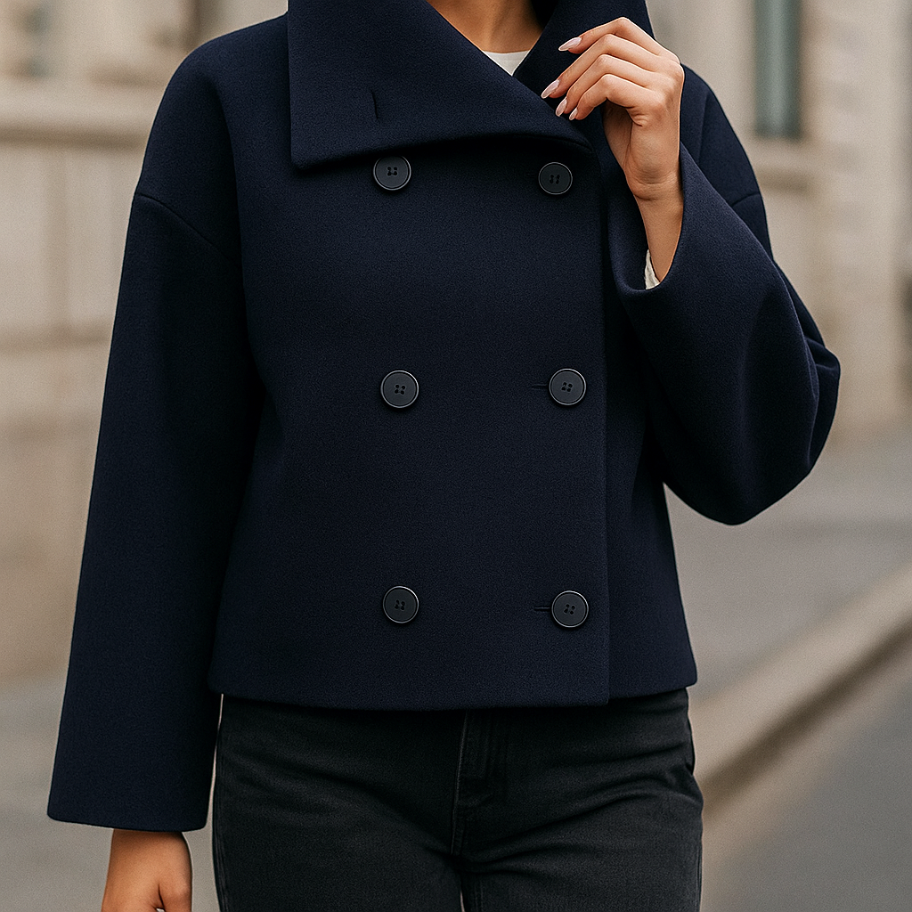 Valery – Elegantní krátká bunda s dvojitým zapínáním na knoflíky