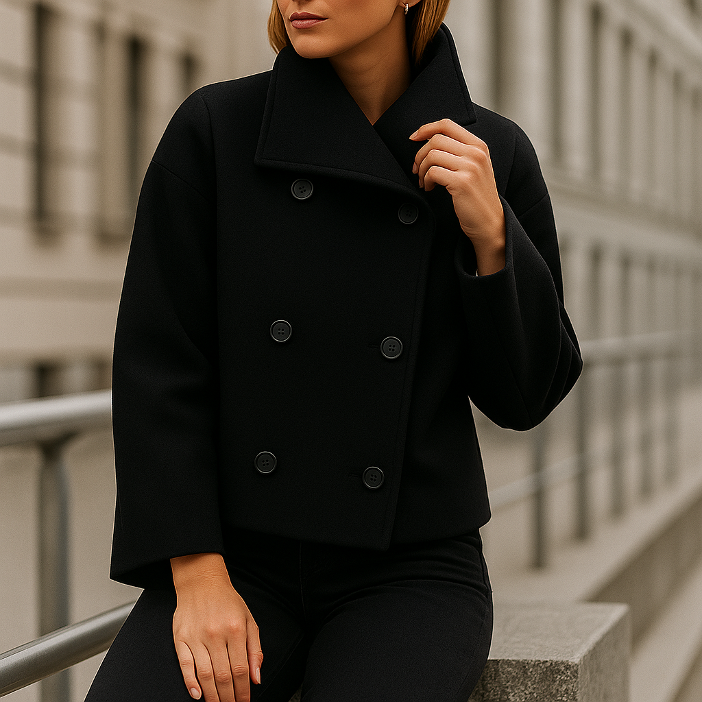 Valery – Elegantní krátká bunda s dvojitým zapínáním na knoflíky