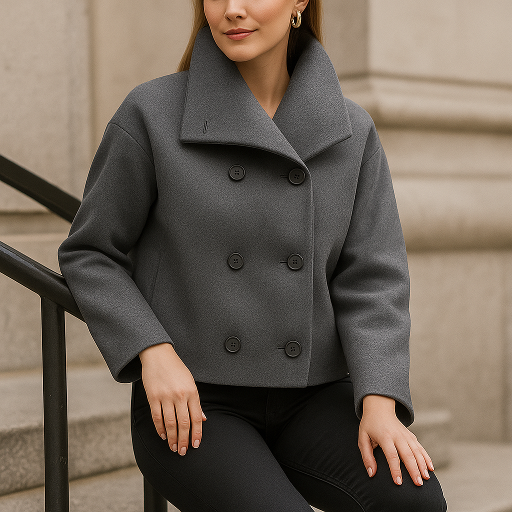 Valery – Elegantní krátká bunda s dvojitým zapínáním na knoflíky