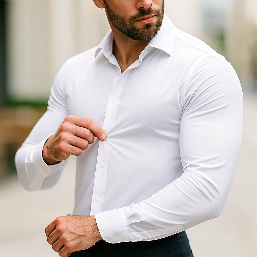 חולצת גבר אלסטית - גזרה צמודה אלגנטית