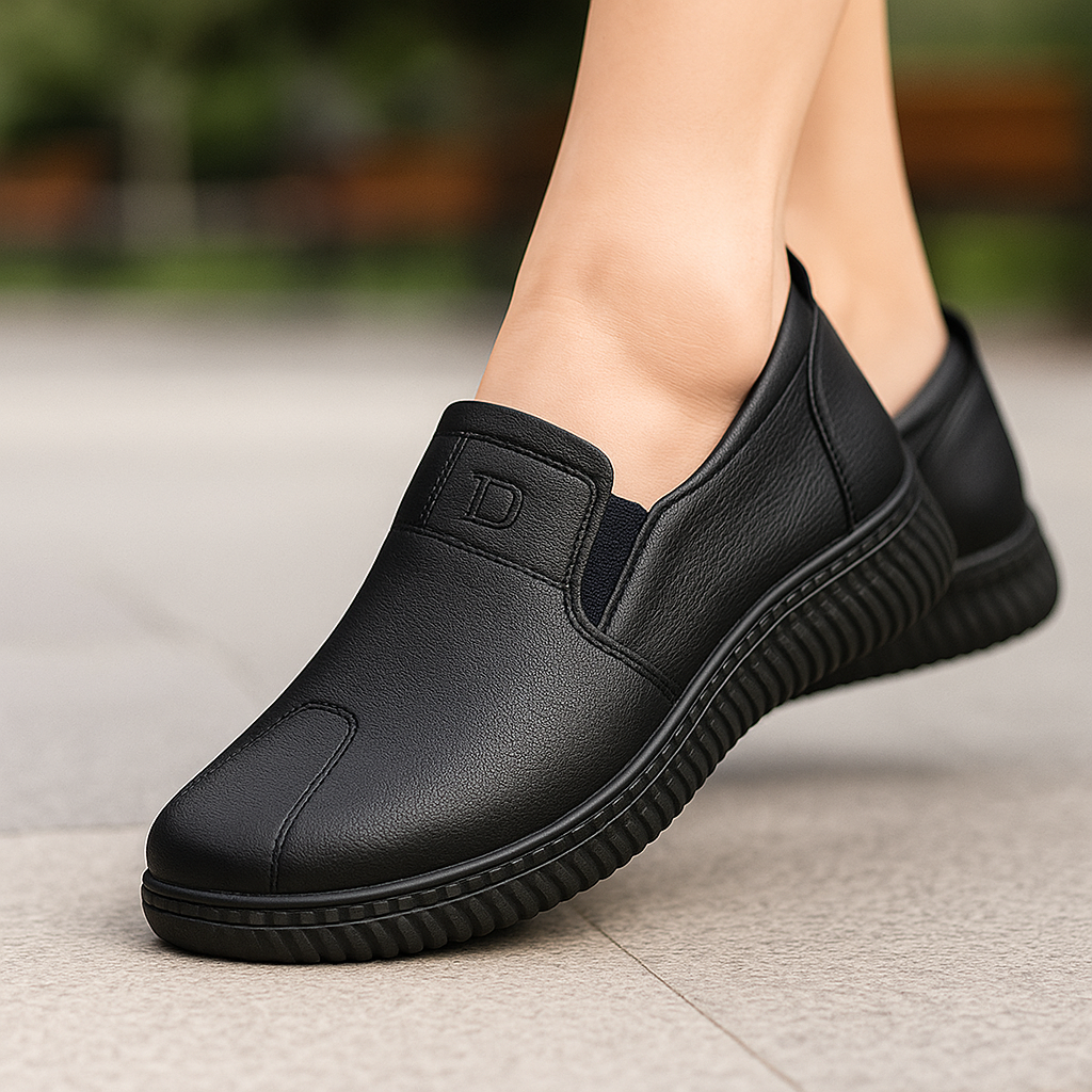 Široké mokasíny s protiskluzovou podrážkou - Dámská volnočasová obuv