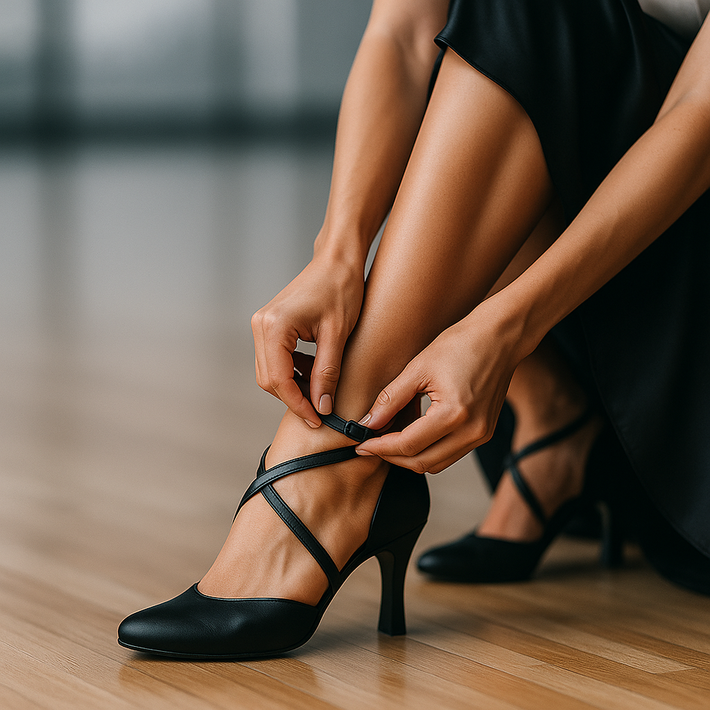 Kožené černé taneční boty do salonu