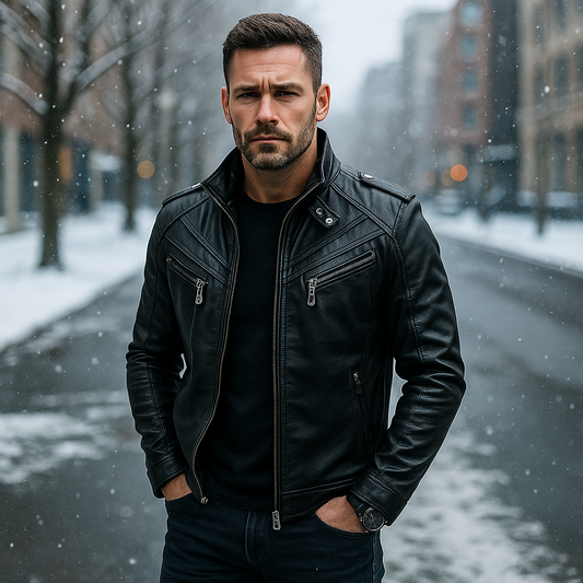 Pánská motorkářská bunda - Robustní design - Více kapes