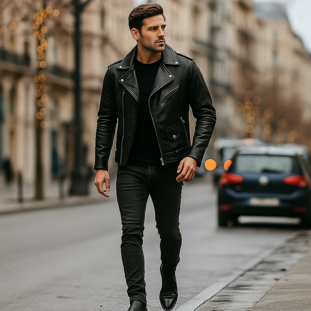 Pánská neformální moto bunda - Pohodlný límec - Elegantní a robustní