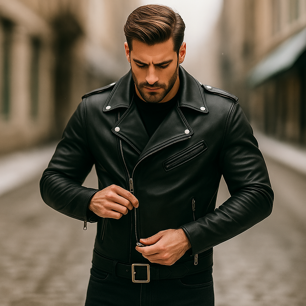 Pánská neformální moto bunda - Pohodlný límec - Elegantní a robustní