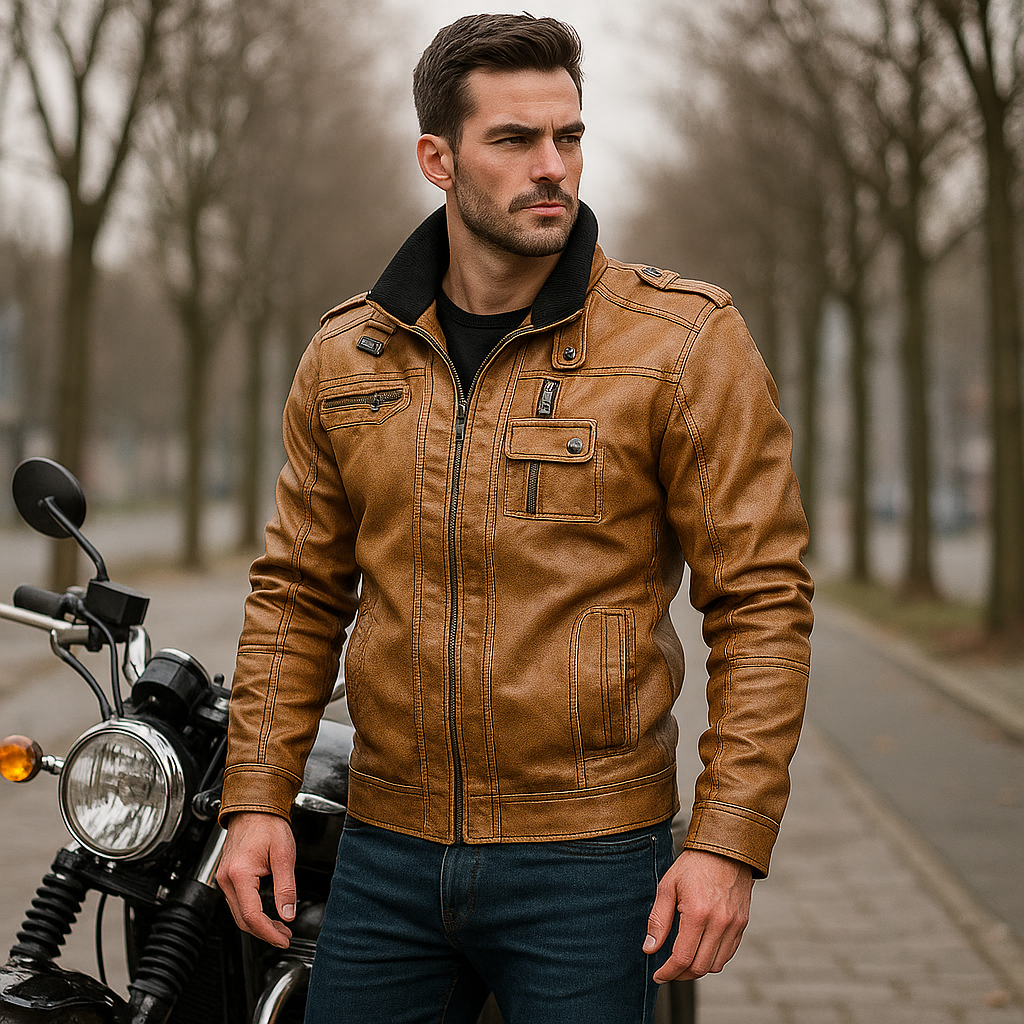 Veste Cuir Homme Style Motocyclette – Élégance & Puissance
