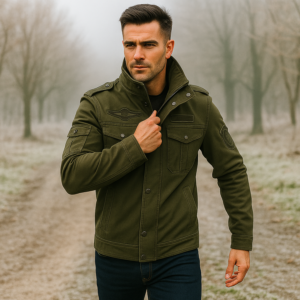 Pánská vojenská bunda - stojatý límec - robustní design - optimální ochrana