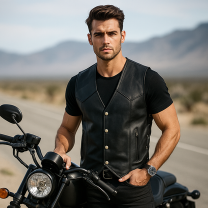 Veste de Moto en Cuir Premium - Style Fort - Confort Optimal