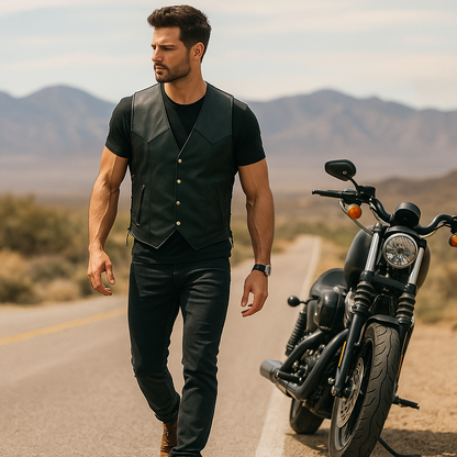 Veste de Moto en Cuir Premium - Style Fort - Confort Optimal